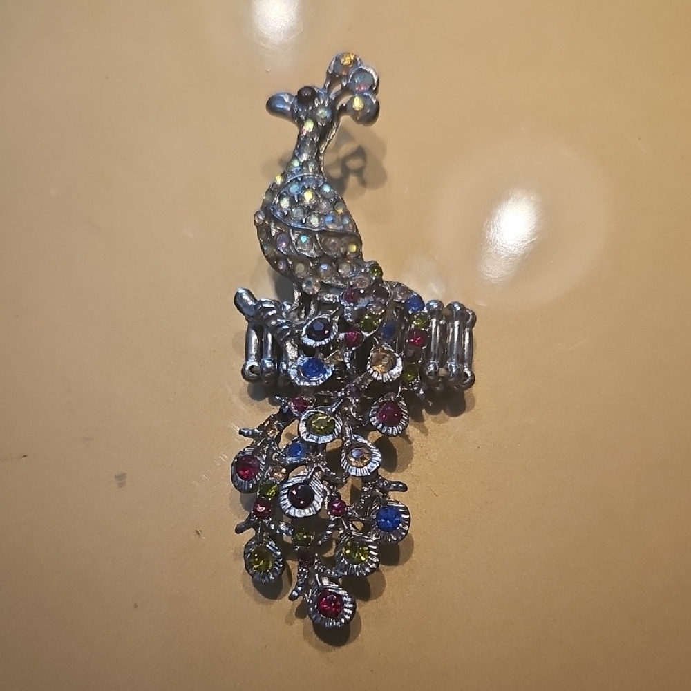 Peacock Ring with Multicolor Gems Costume Jewelry, UNIQUE & FUN! O/S